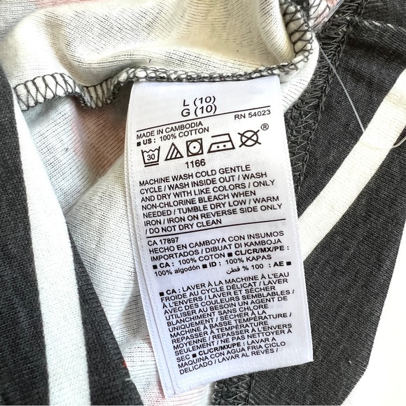 New OLD NAVY Kids Heart Print Striped Cotton Pajama Set Gray Red Sz L (10) - Picture 5 of 6